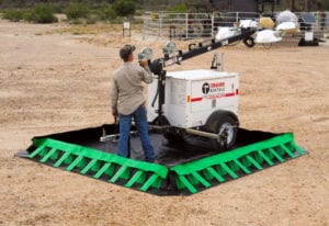 Compact Spill Containment Berm light tower raising