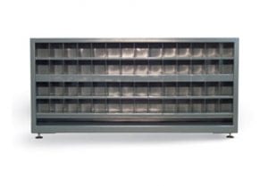 counter high 2 sided metal bin storage