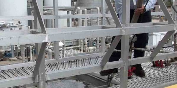 handrail system saferack teams up with nalco for industrial safety handrail system