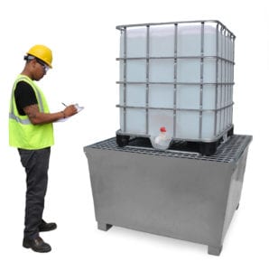 ibc spill pallet steel model tank with guy