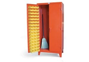 long tool and bin storage cabinet