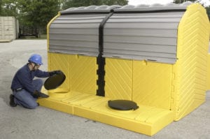 modular ibc hardtop spill pallet 2 tank outdoor model opening lid