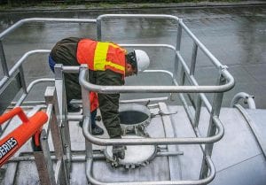 sas self adjusting stair gangway w truck loading offset safetycage 900x628