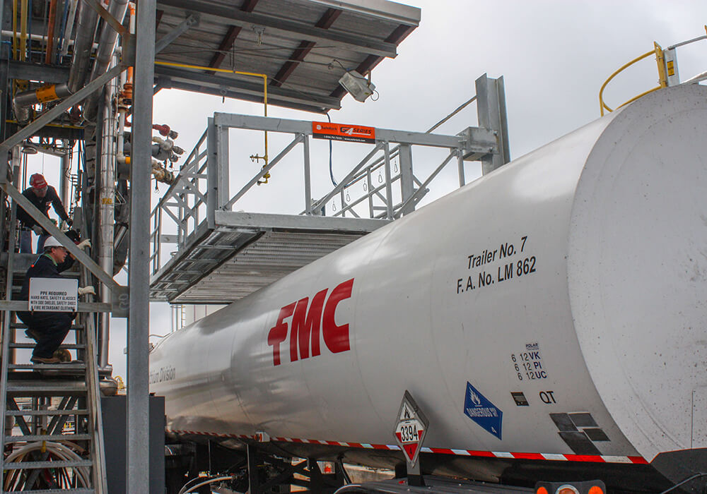 truck elevating handrail platform system 1