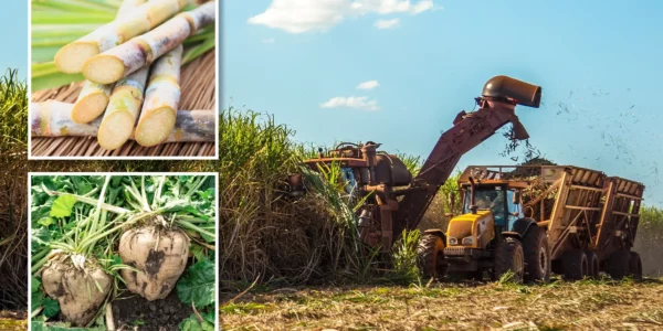 sugarcane being harvested